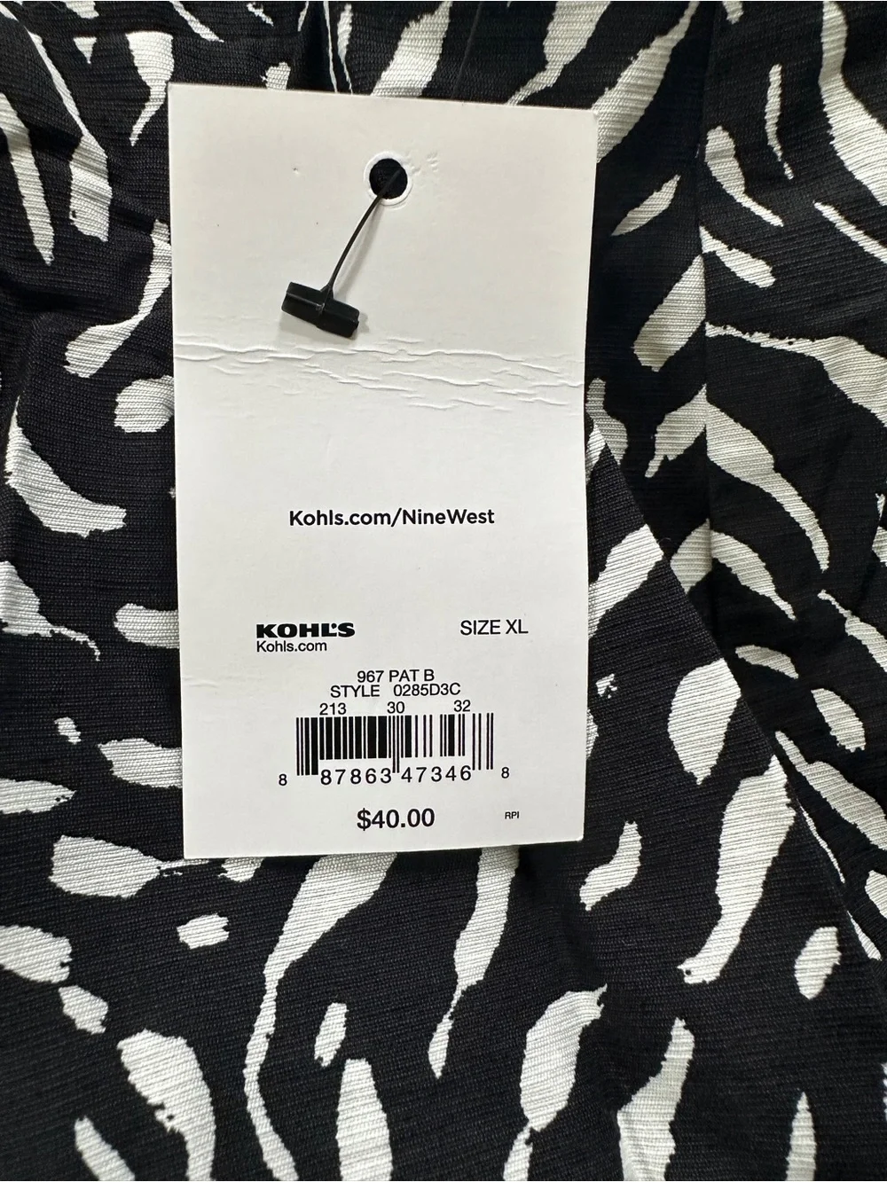 Nine West Black & White Printed Skirt